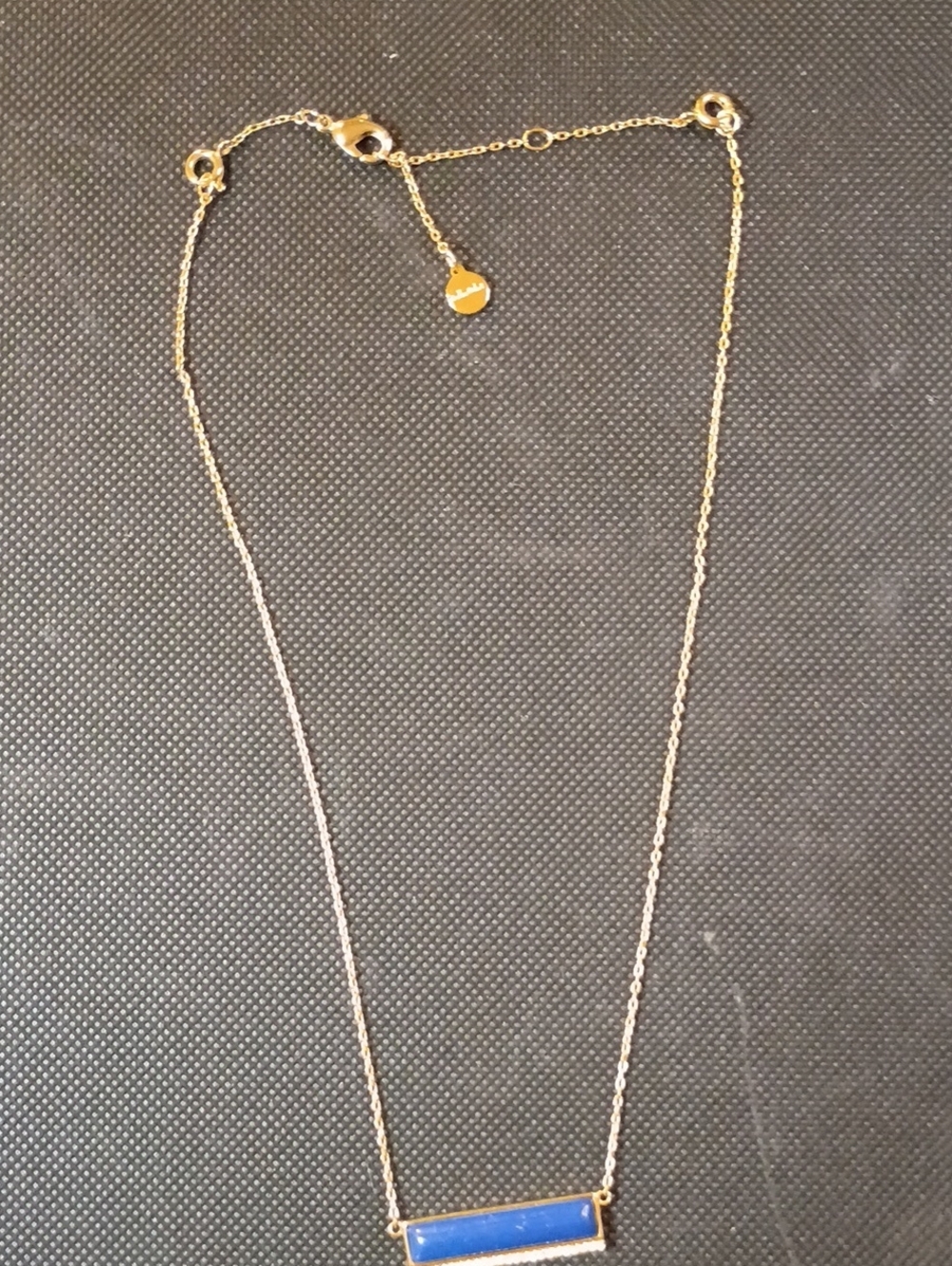 Stell And Dot Gold Chain Necklace with Blue Bar Pendant